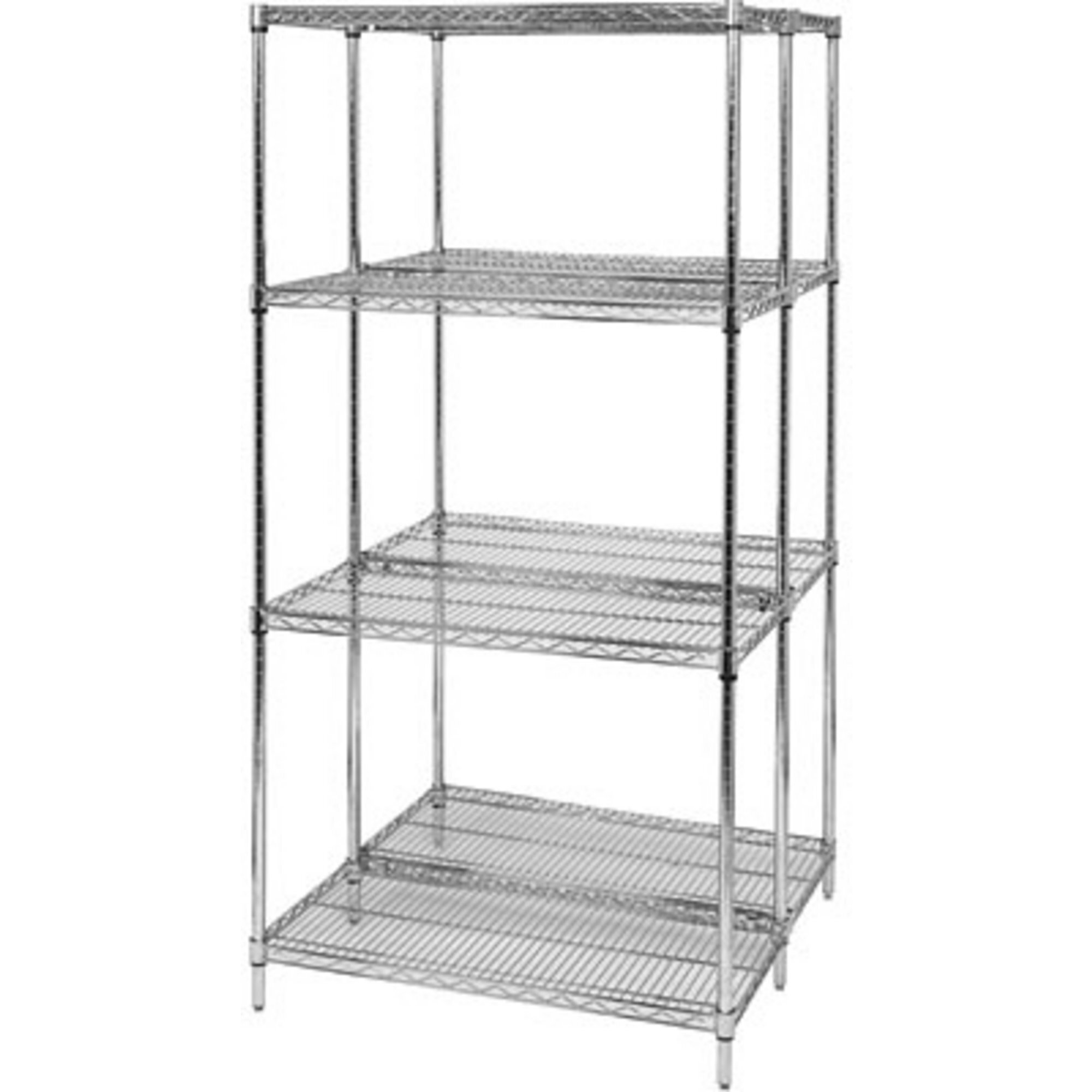 Quantum Chrome Wire Shelving Starter Kit, 24in.W x 14in.D x 74in.H, Model# WR74-1424C